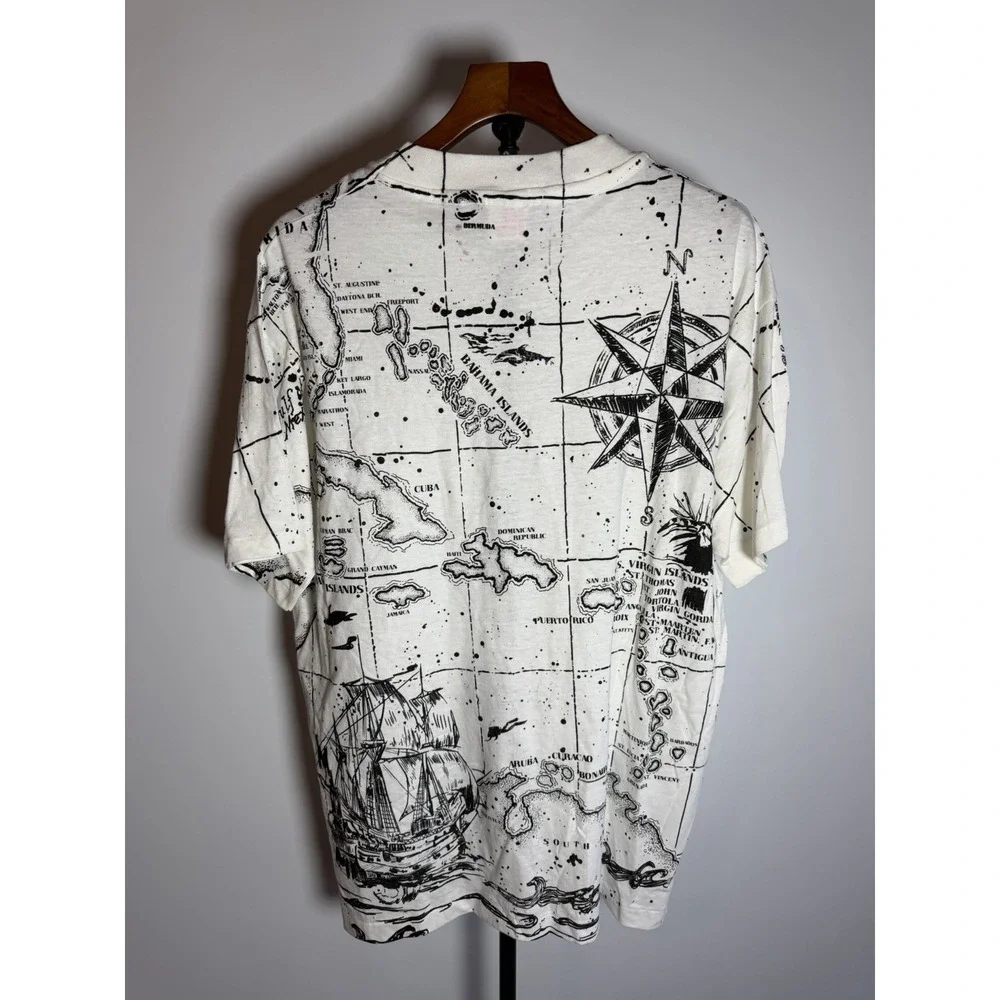 Vintage 90s Single Stitch Stanley Michaels AOP Carribean Art Tee T Shirt X-LARGE